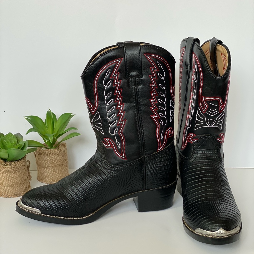 Durango Boots Black Lizard Print Western kids 3 - Picture 1 of 8